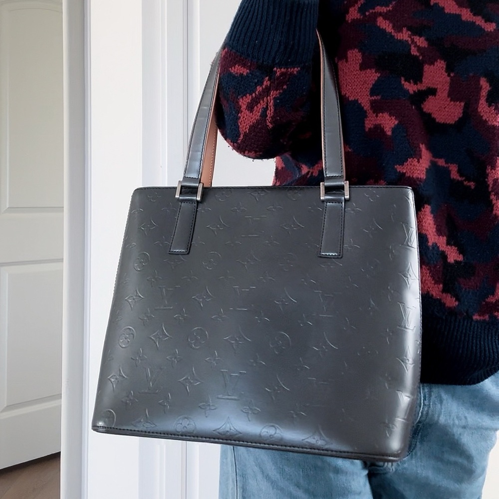 Dark Gray Louis Vuitton Monogram Mat Stockton Tote Bag - Picture 14 of 15